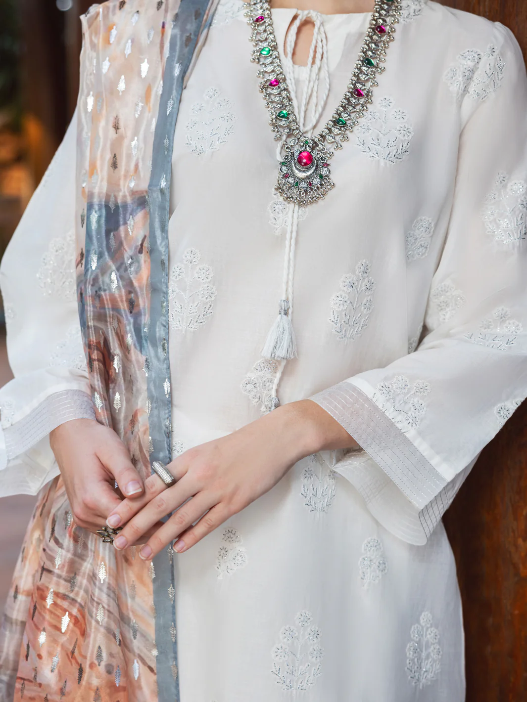 White Lawn Kurti - ALP-LK-1838 - Image 2