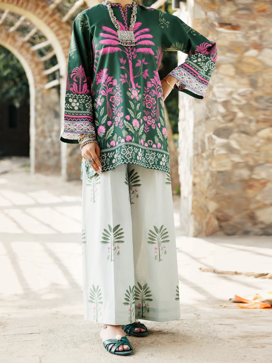 Green Cambric Kurti - ALP-LK-2274