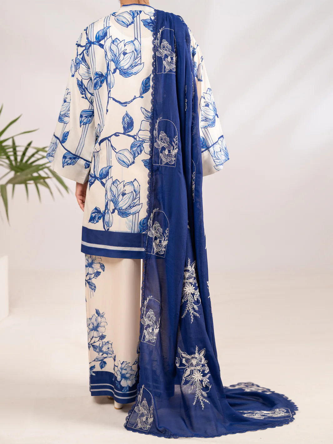 Blue Silk Lawn 2Pc Stitched - ALP-LKS-2338 - Image 3