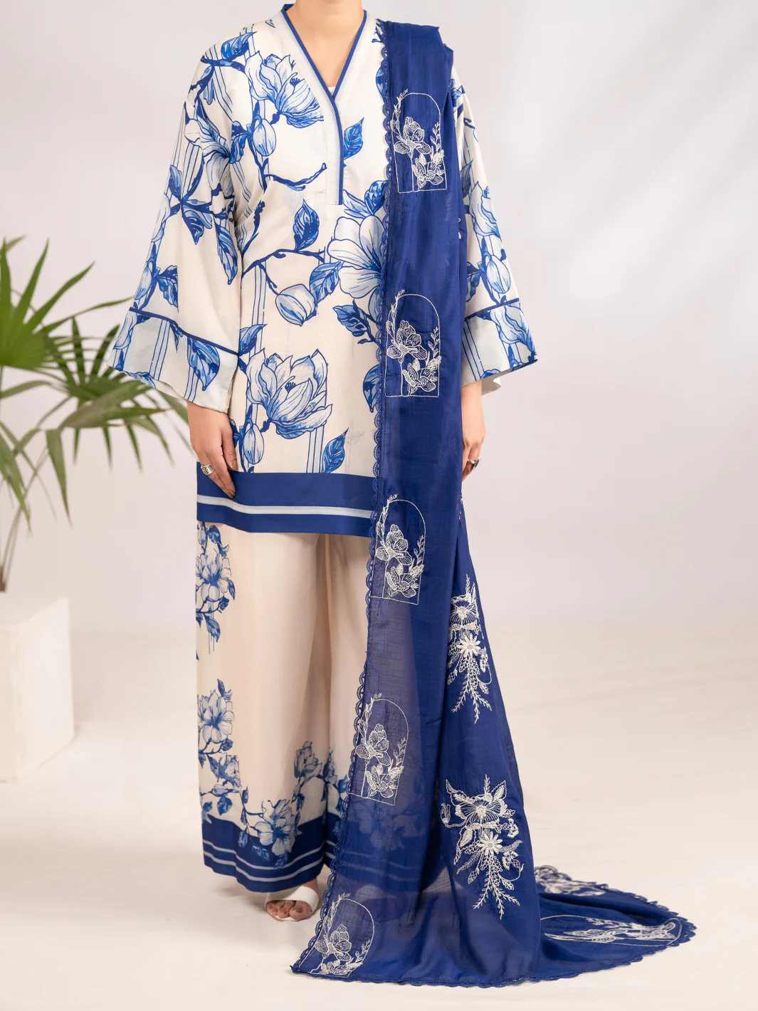 Blue Silk Lawn 2Pc Stitched - ALP-LKS-2338 - Image 5