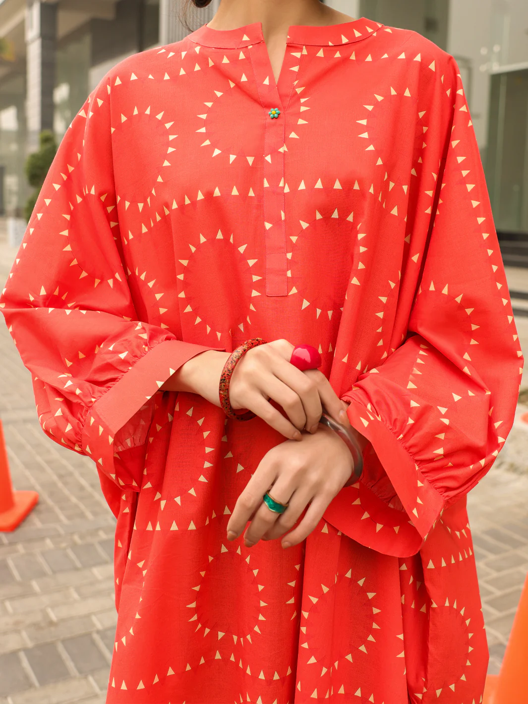 Orange Lawn Kurti - ALP-SLK-2544 - Image 3
