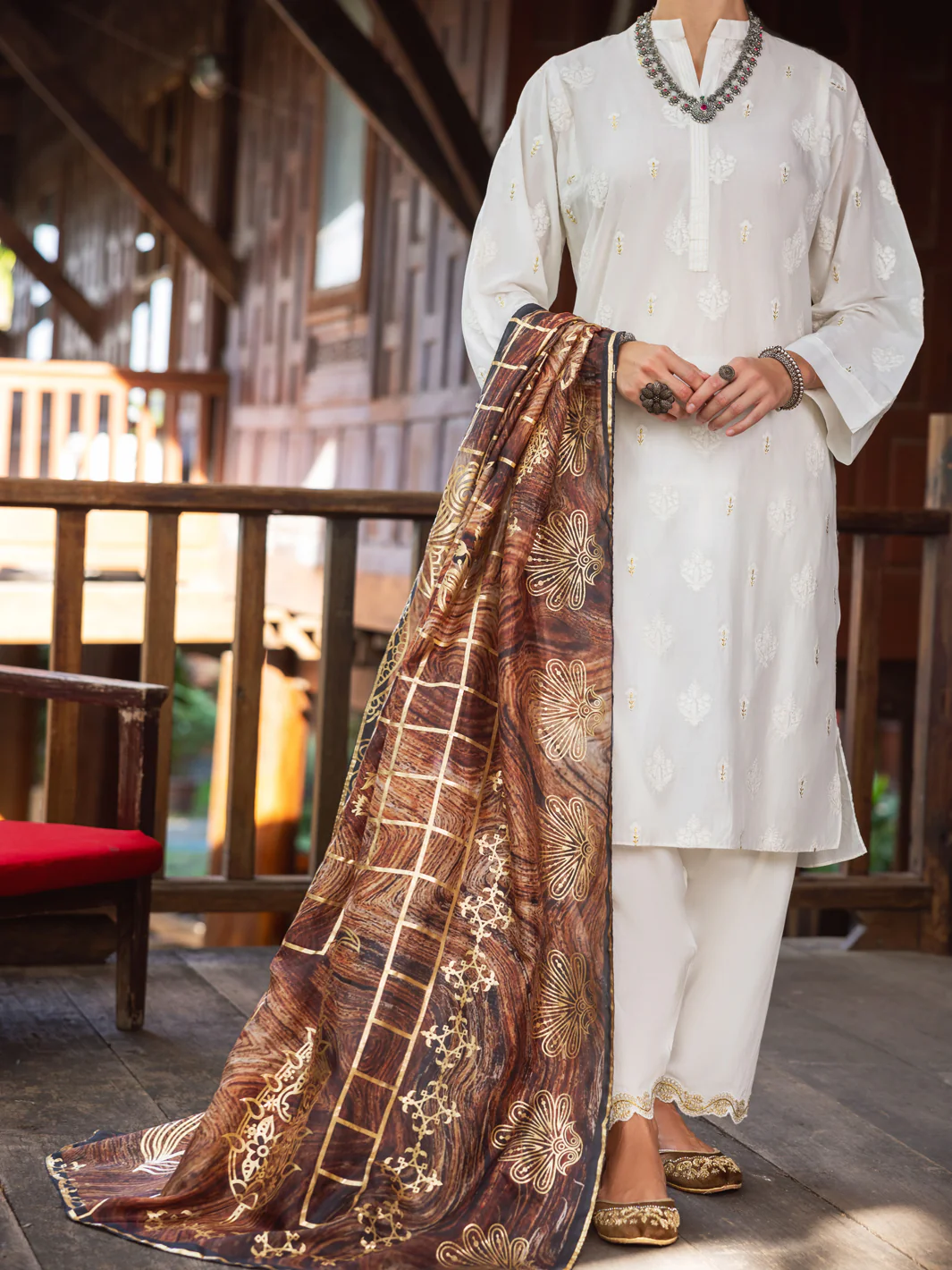 Brown Tissue Net Women Stole - ALP-ST-1836A