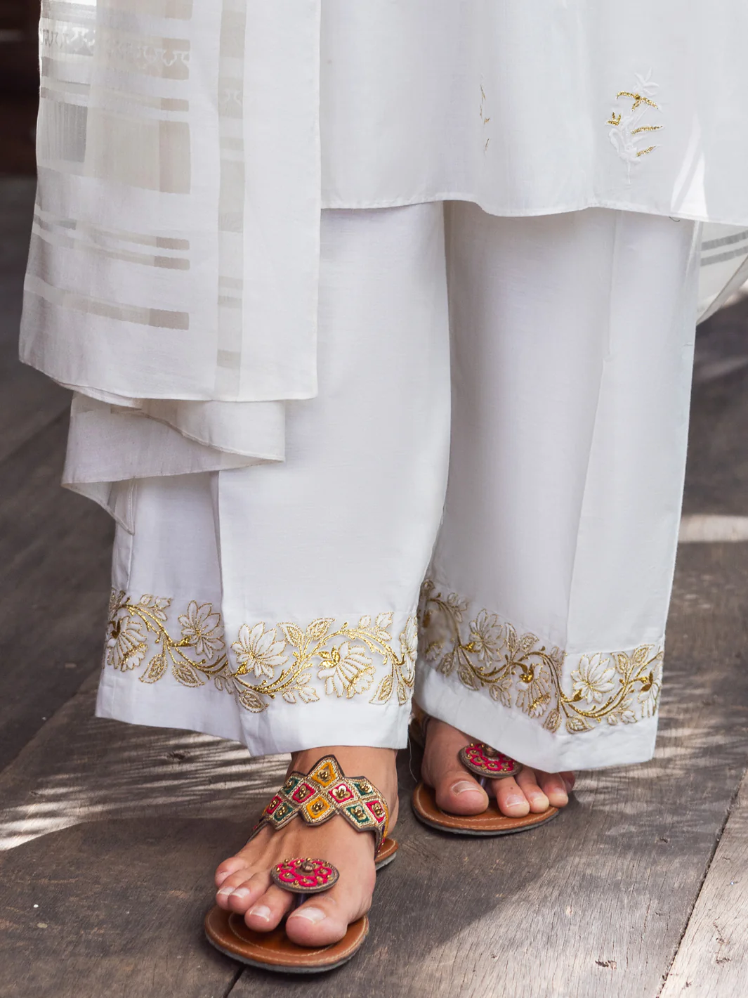 Off White Cambric Trousers - ALP-T-1837
