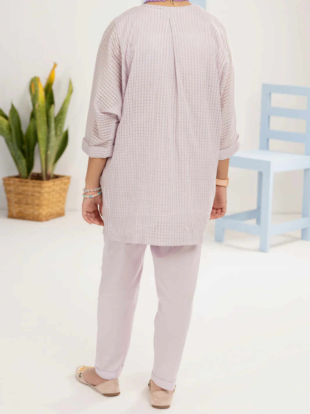 Lilac Cotton Dobby 2 Piece Stitched - ALT-2PS-LKS-1113 - Image 2