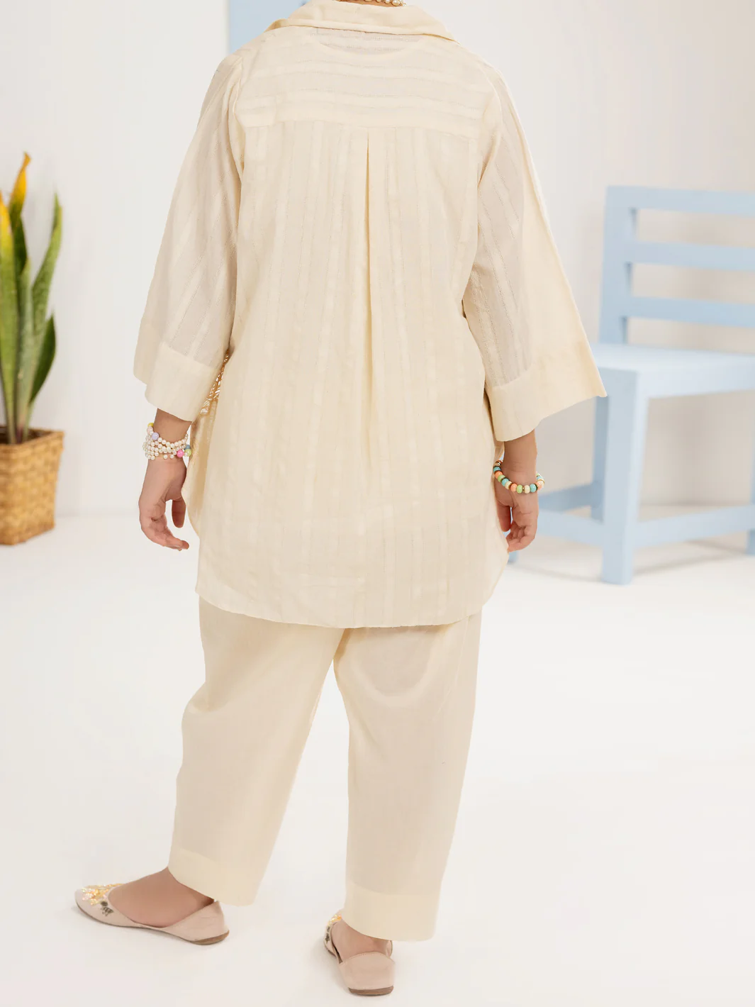 Off White Jacquard 2 Piece Stitched - ALT-2PS-LKS-1114 - Image 2