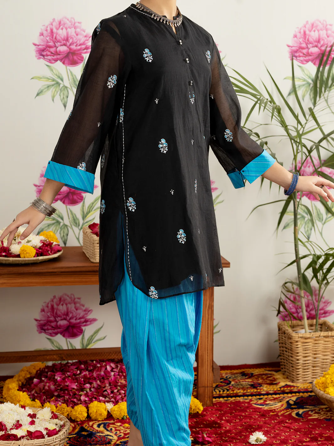 Black Poly Cotton 2 Piece Stitched - ALT-2PS-LKS-1122 - Image 3
