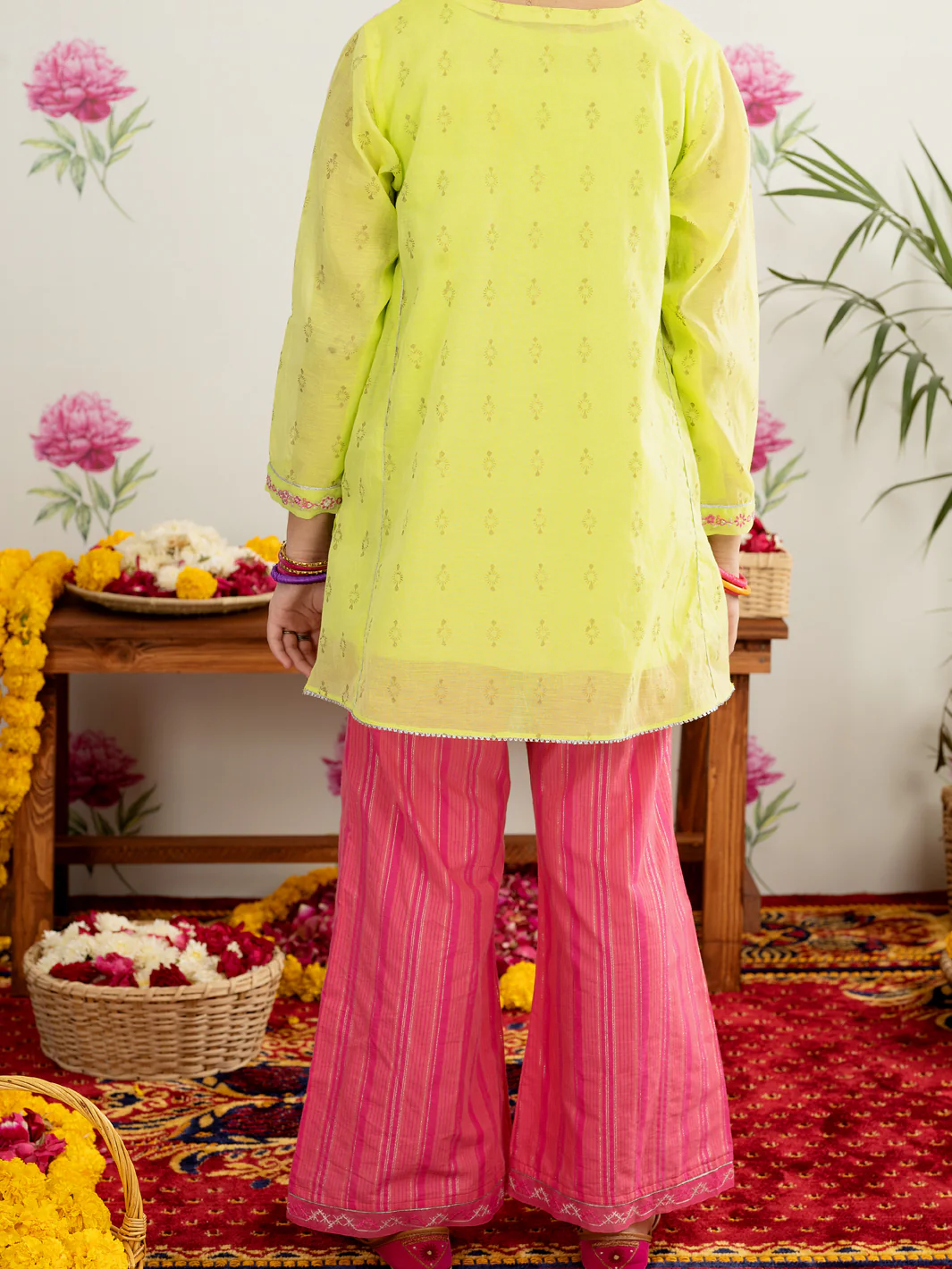 Lime Green Poly Cotton 2 Piece Stitched - ALT-2PS-LKS-1124 - Image 2