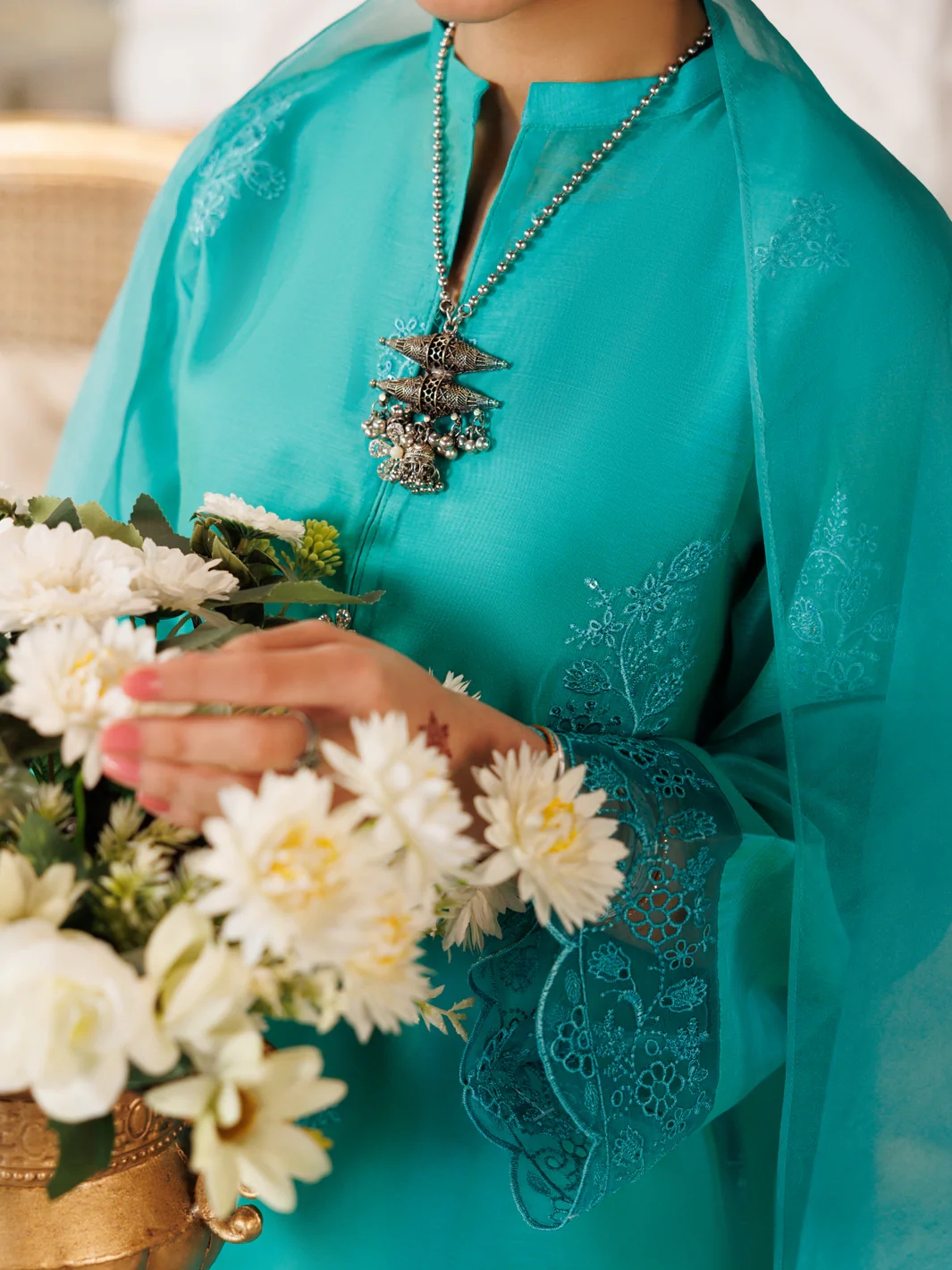 Sea Green Modal 3 Piece Stitched - ALT-3PS-LS-1166 - Image 5