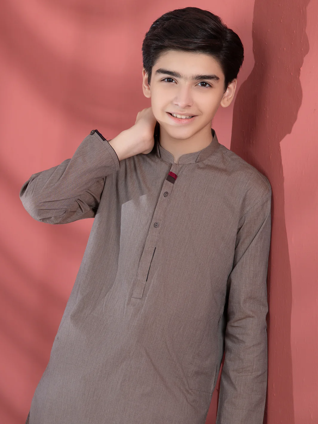 Light Brown Cotton Boy Kurta - ALT-K-009B - Image 2