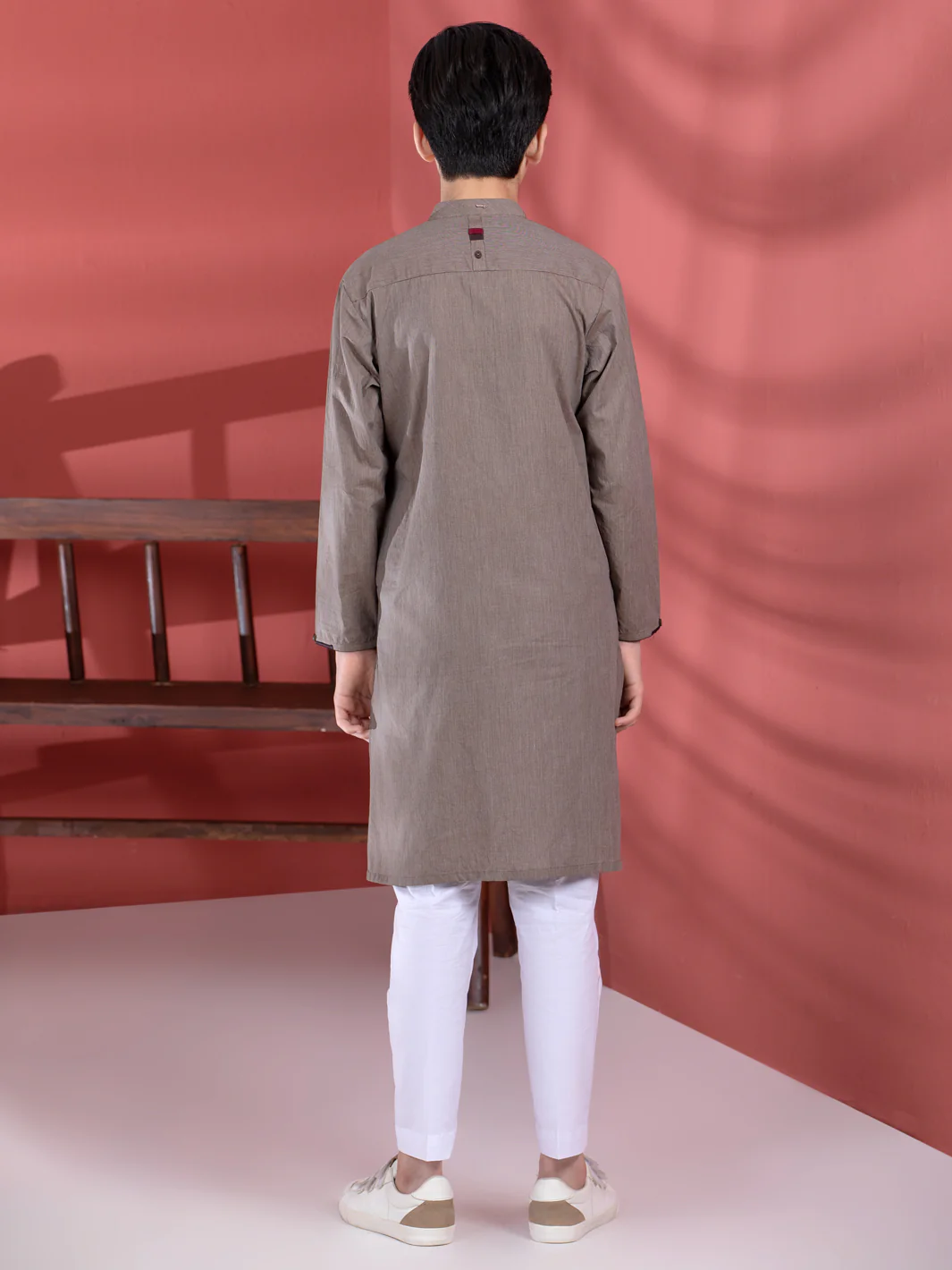Light Brown Cotton Boy Kurta - ALT-K-009B - Image 3