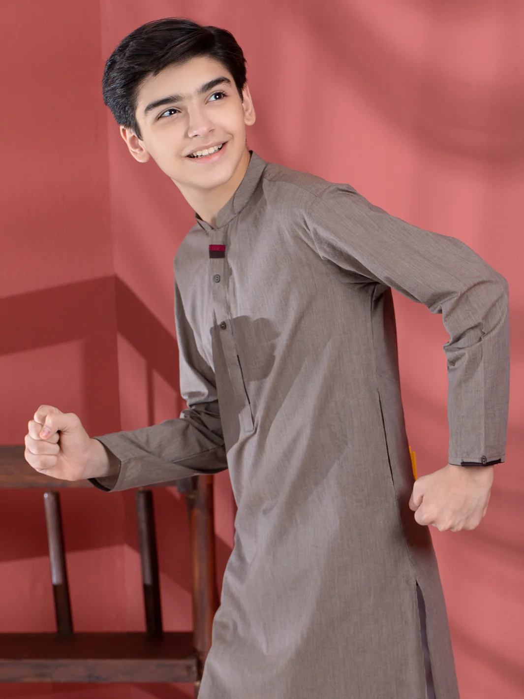 Light Brown Cotton Boy Kurta - ALT-K-009B - Image 4