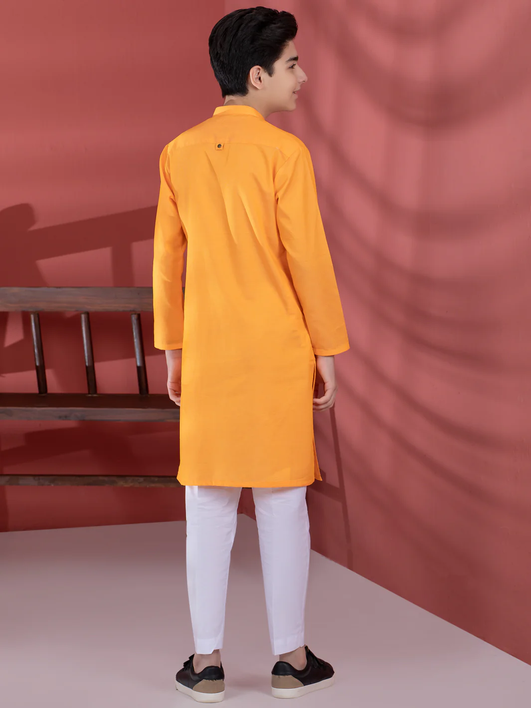 Bright Orange Blended Boy Kurta - ALT-K-012 - Image 3