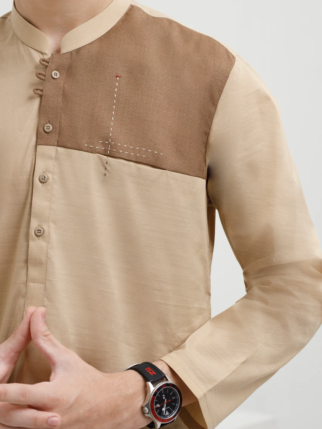 Beige Cotton Kurta - ALT-K-038A - Image 4