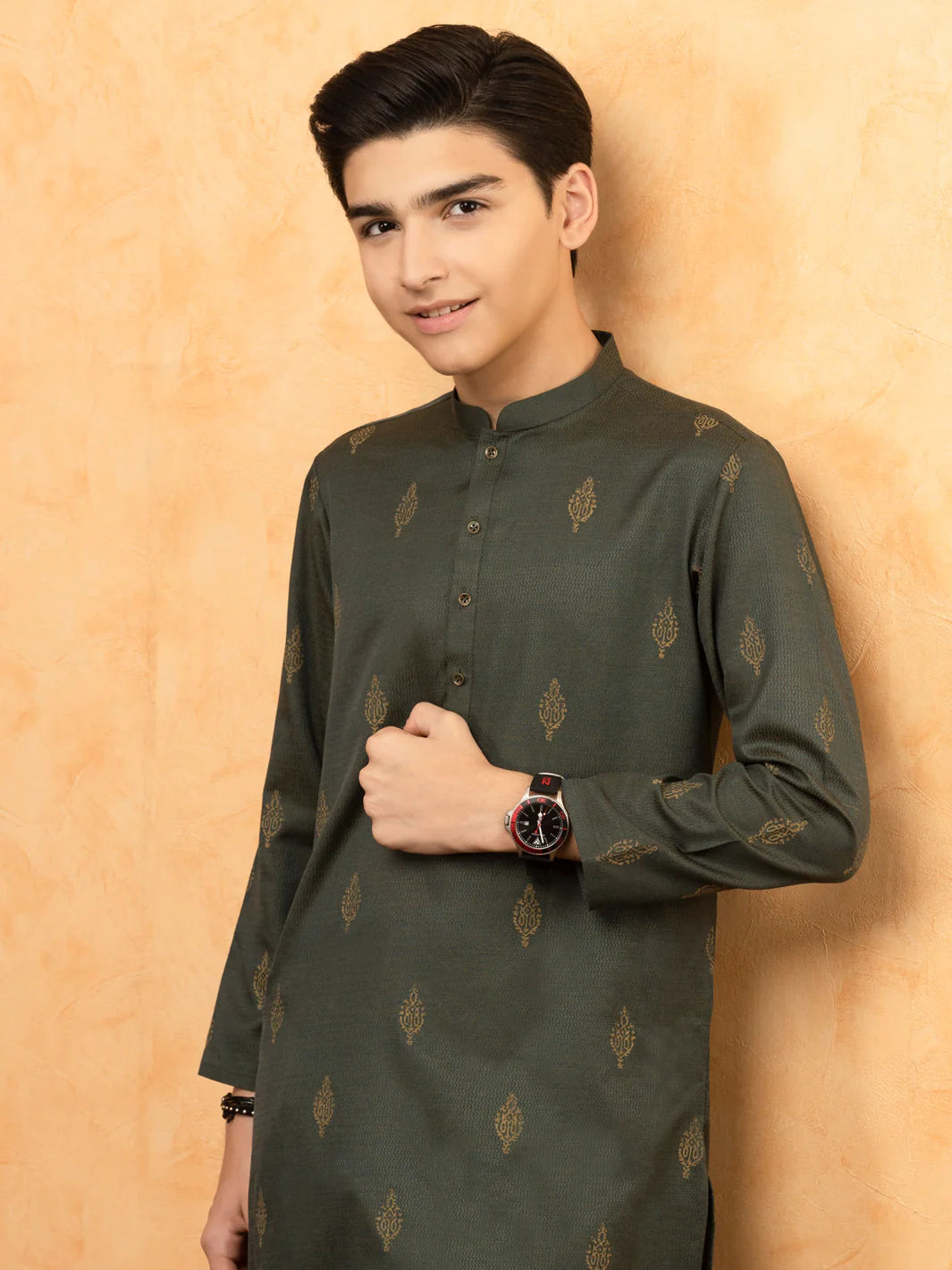 Green Blended Kurta - ALT-K-047B - Image 2