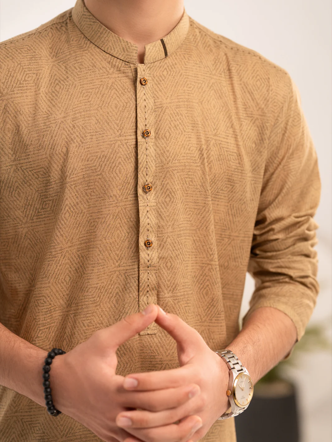 Beige Cotton Kurta - ALT-K-067 - Image 4