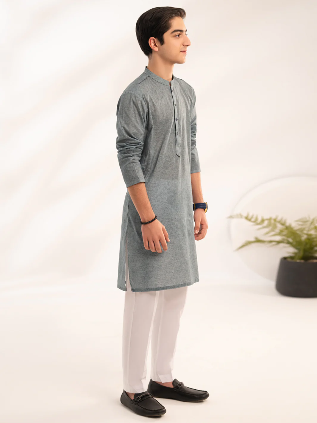 Grey Cotton Kurta - ALT-K-070 - Image 5