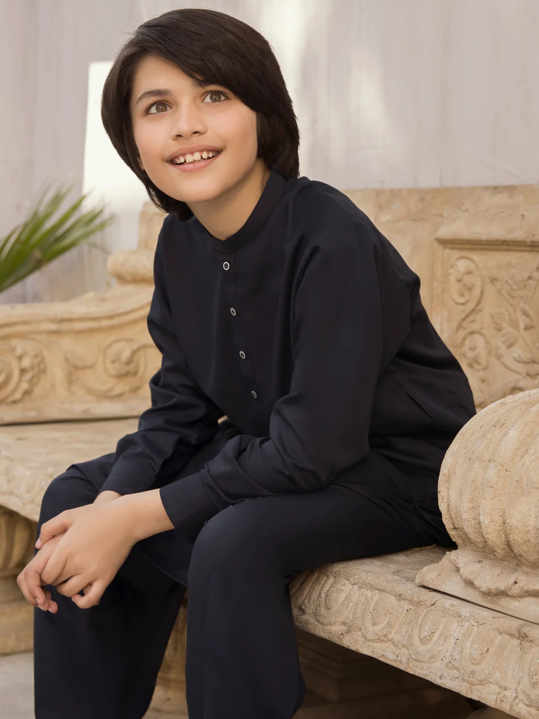 Navy Blue Blended Boy Kameez Shalwar - ALT-KS-030C - Image 3