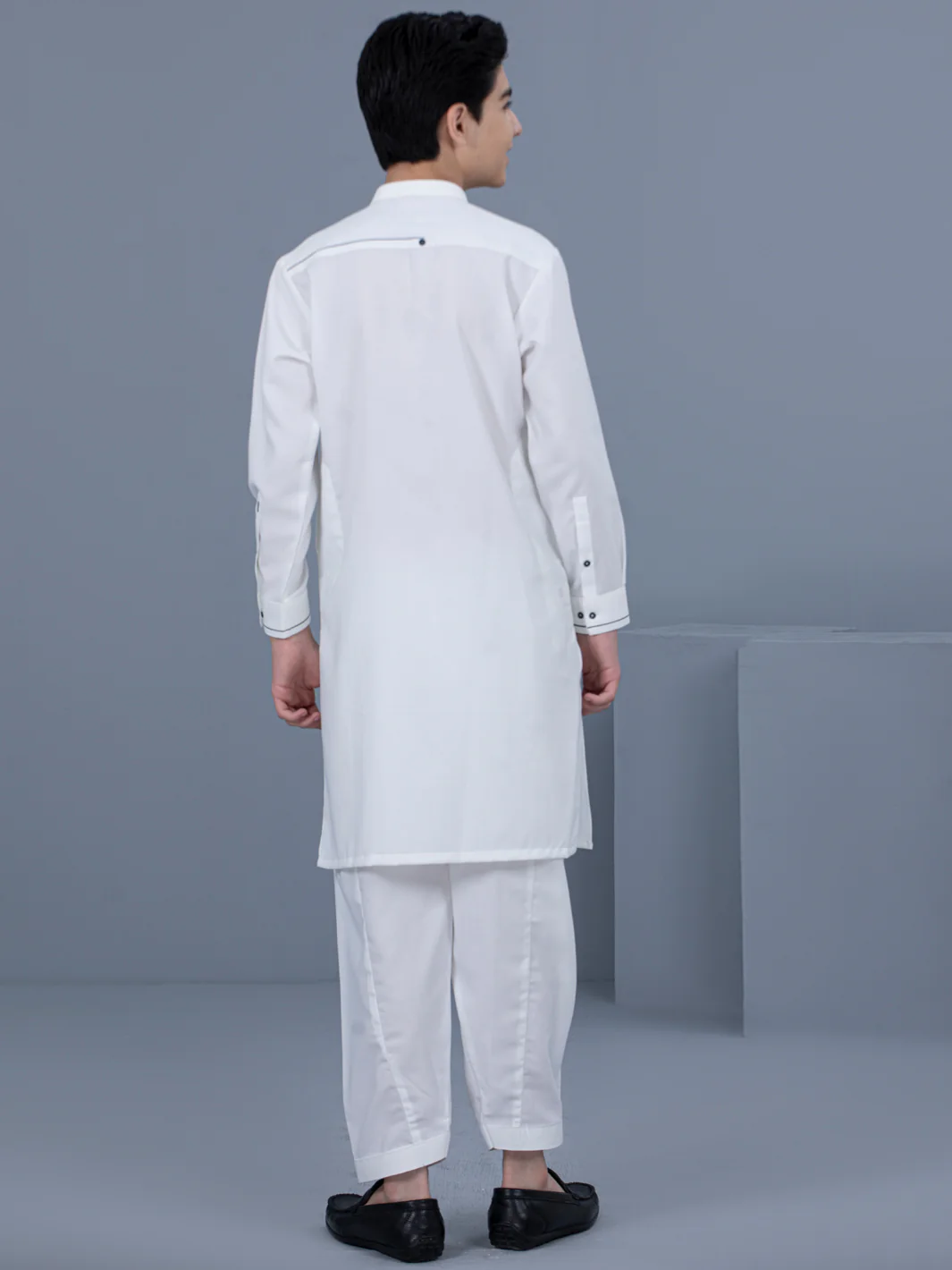 Off White Blended Boy Kameez Shalwar - ALT-KS-031 - Image 3