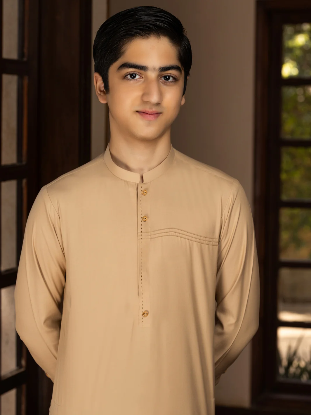 Fawn Blended Kameez Shalwar - ALT-KS-075 - Image 3
