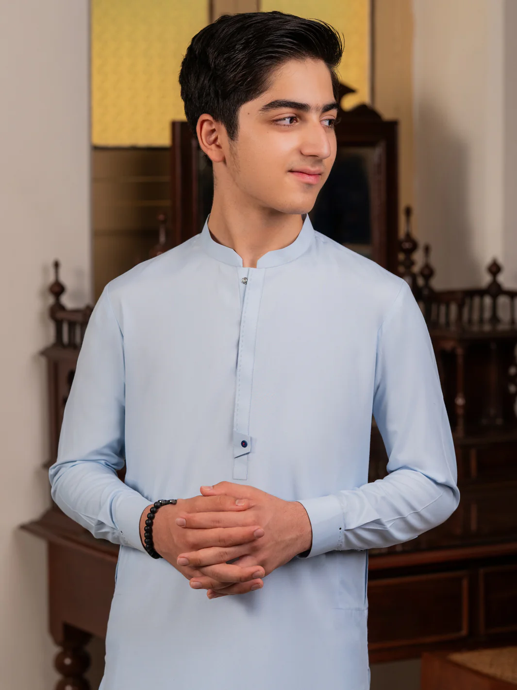 Sky Blue Blended Kameez Shalwar - ALT-KS-084 - Image 3
