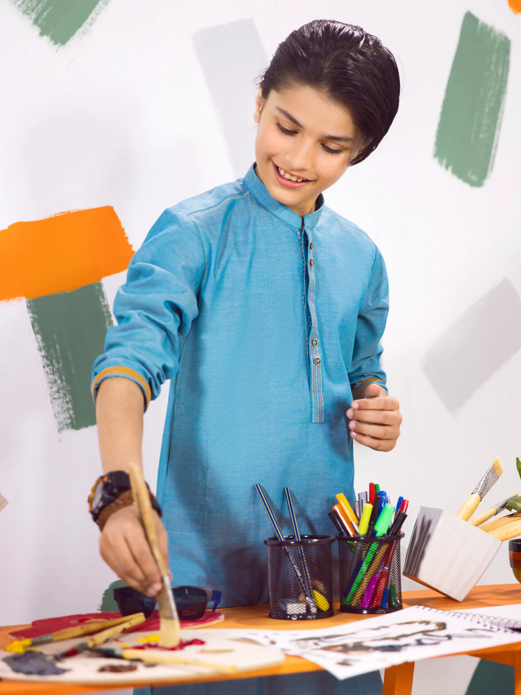 Aqua Blue Boy Kurta Trouser - ALT-KT-015 - Image 2