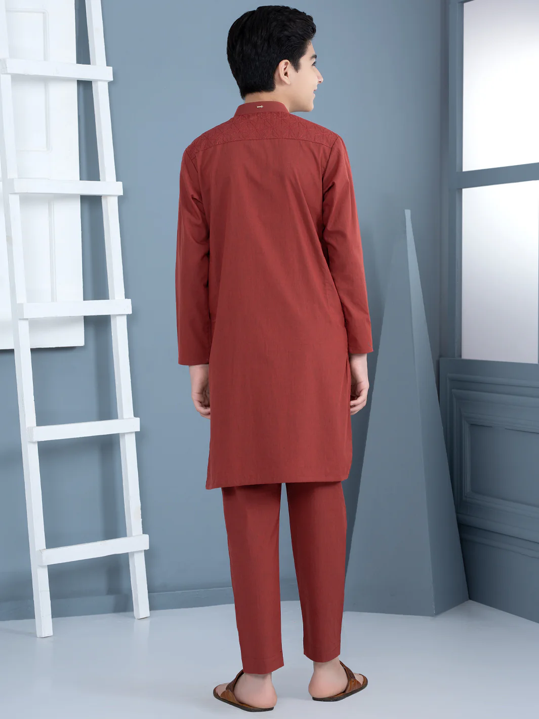 Rust Cotton Kurta Trouser - ALT-KT-026 - Image 3
