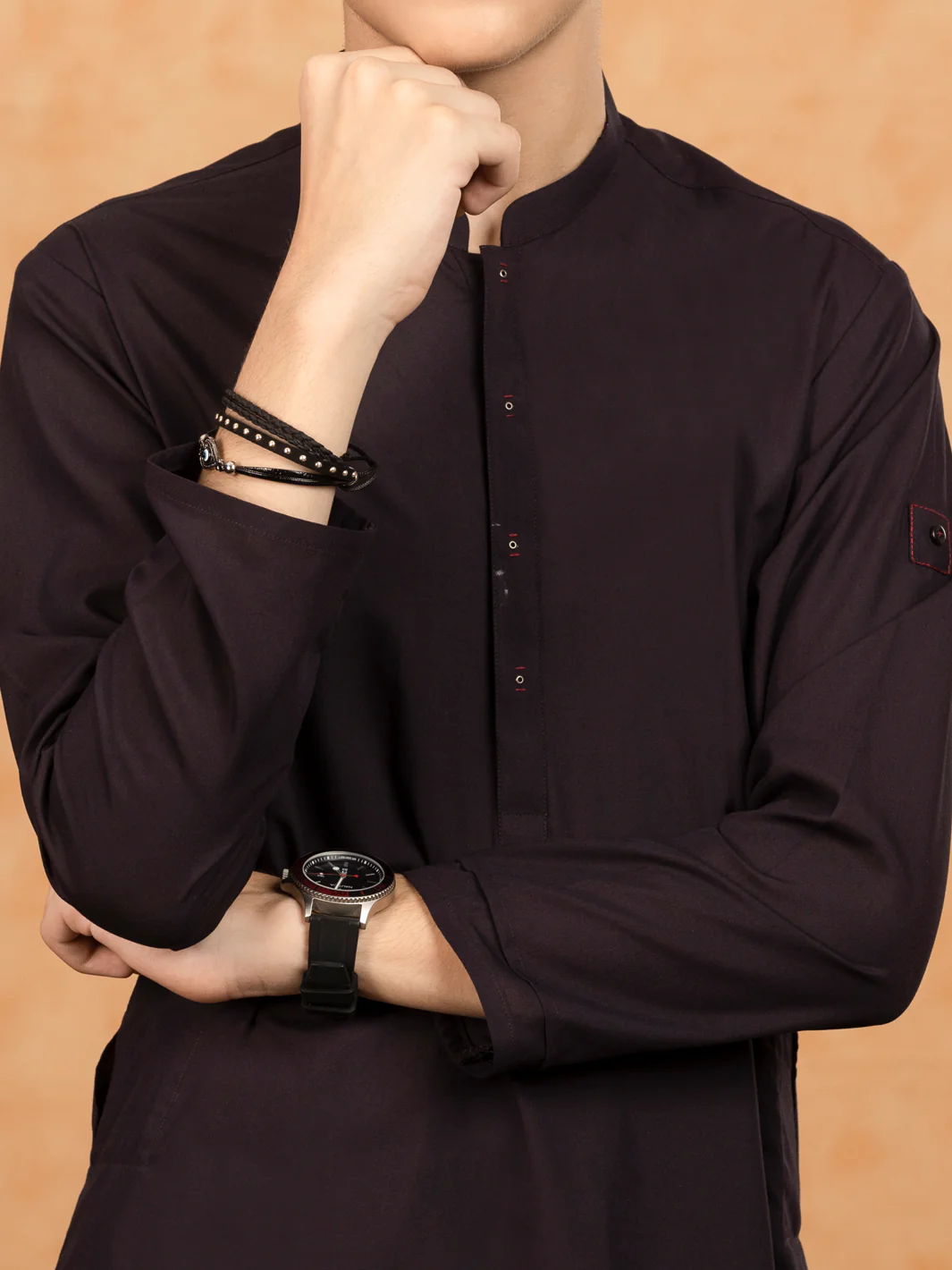 Dark Purple Blended Kurta Trouser - ALT-KT-047 - Image 3