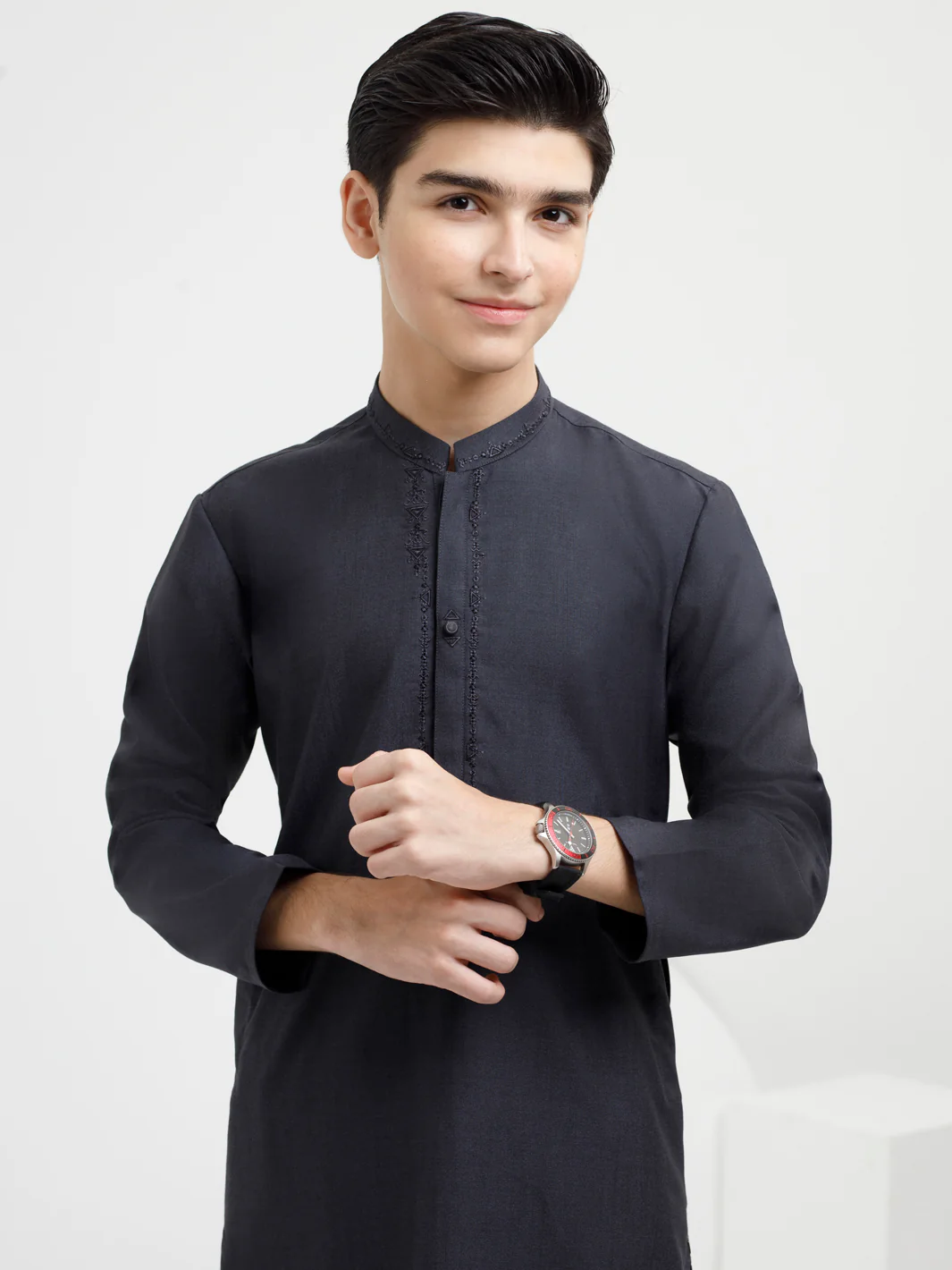 Charcoal Grey Blended Kurta Trouser - ALT-KT-055 - Image 2