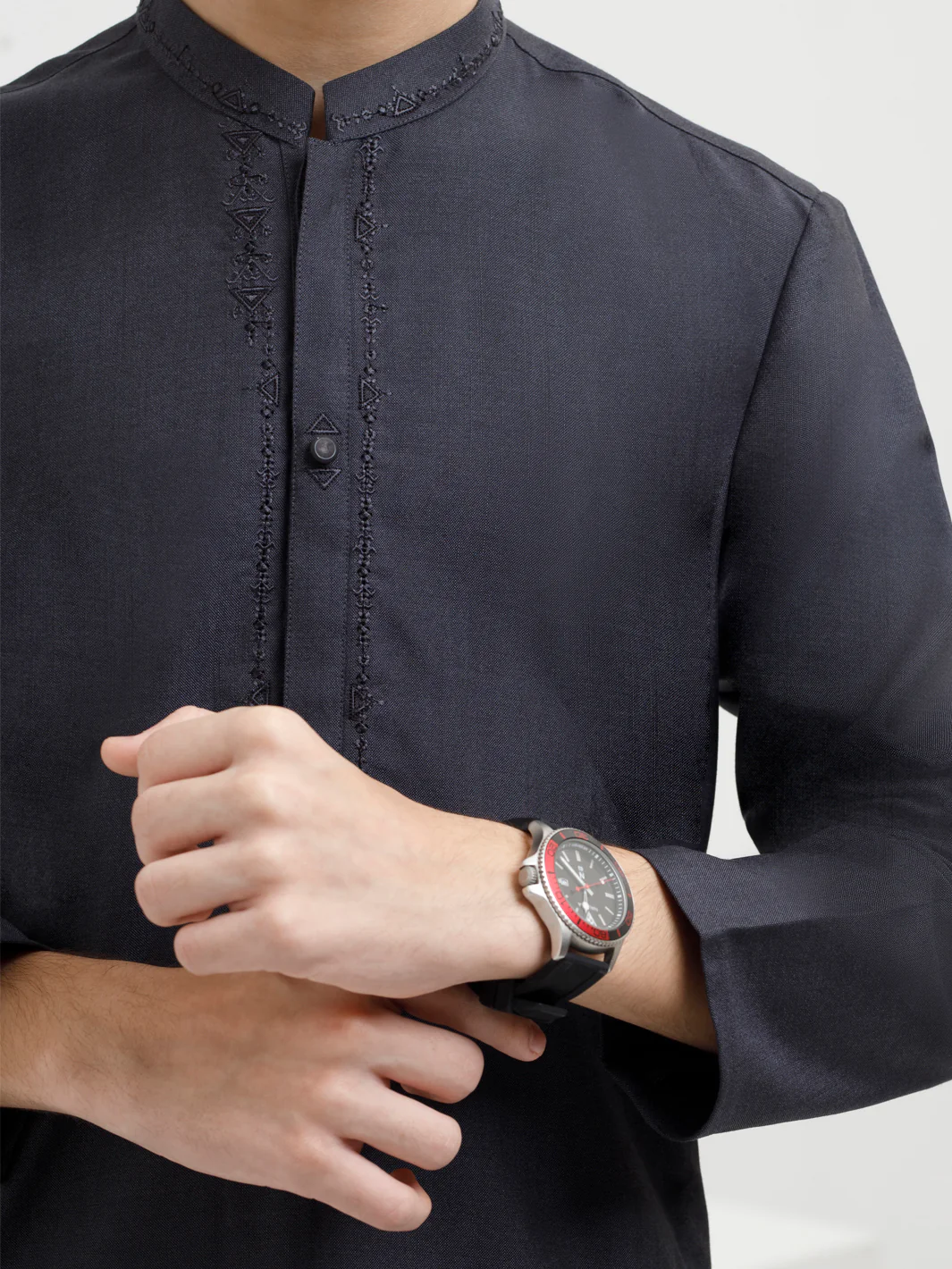 Charcoal Grey Blended Kurta Trouser - ALT-KT-055 - Image 4