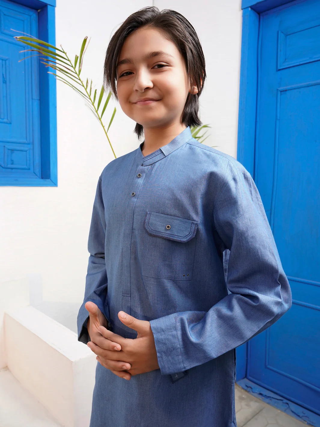 Denim Blue Blended Kurta Trouser - ALT-KT-065 - Image 3