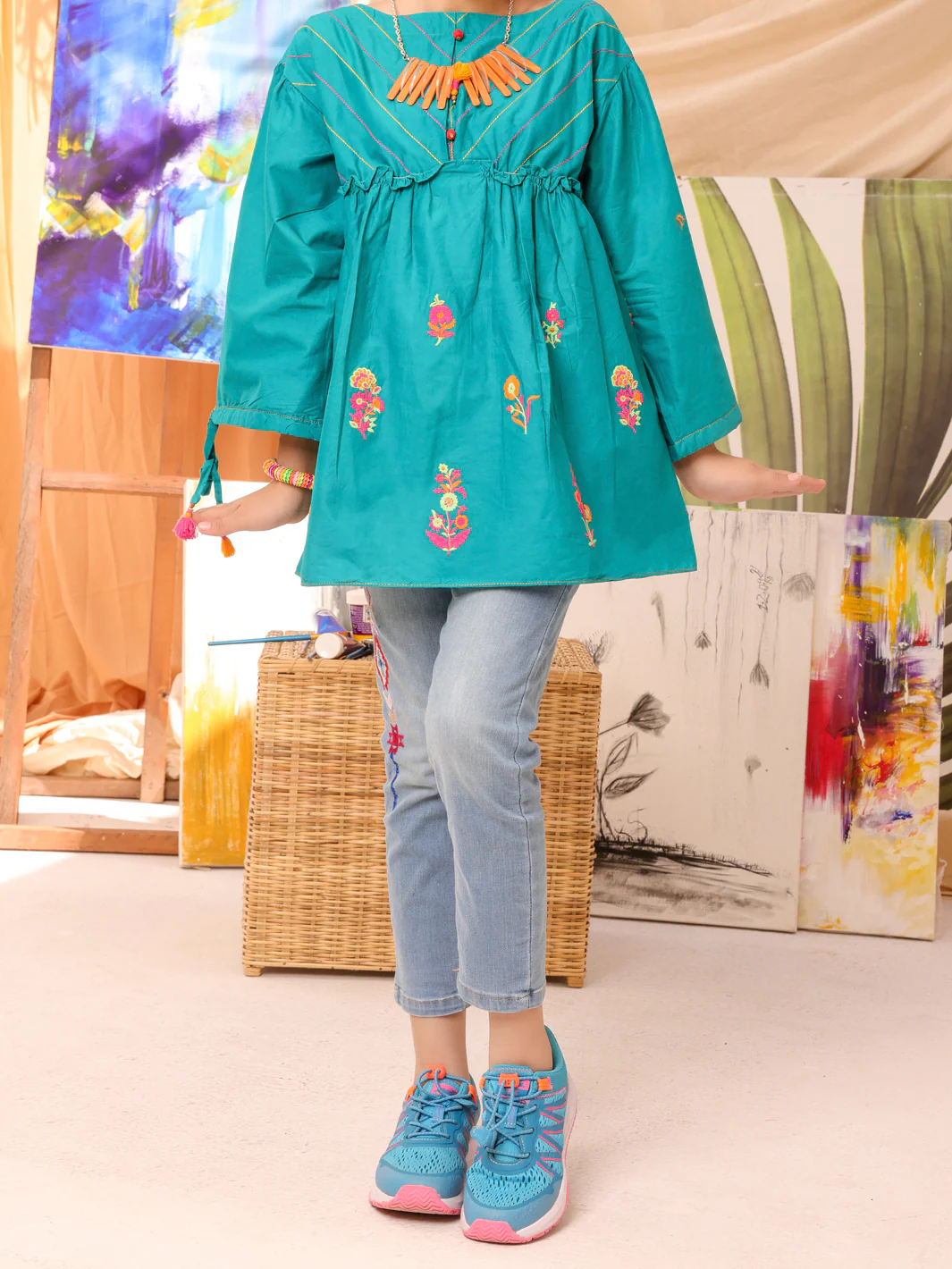 Teal Cambric Kurti - ALT-LK-1006