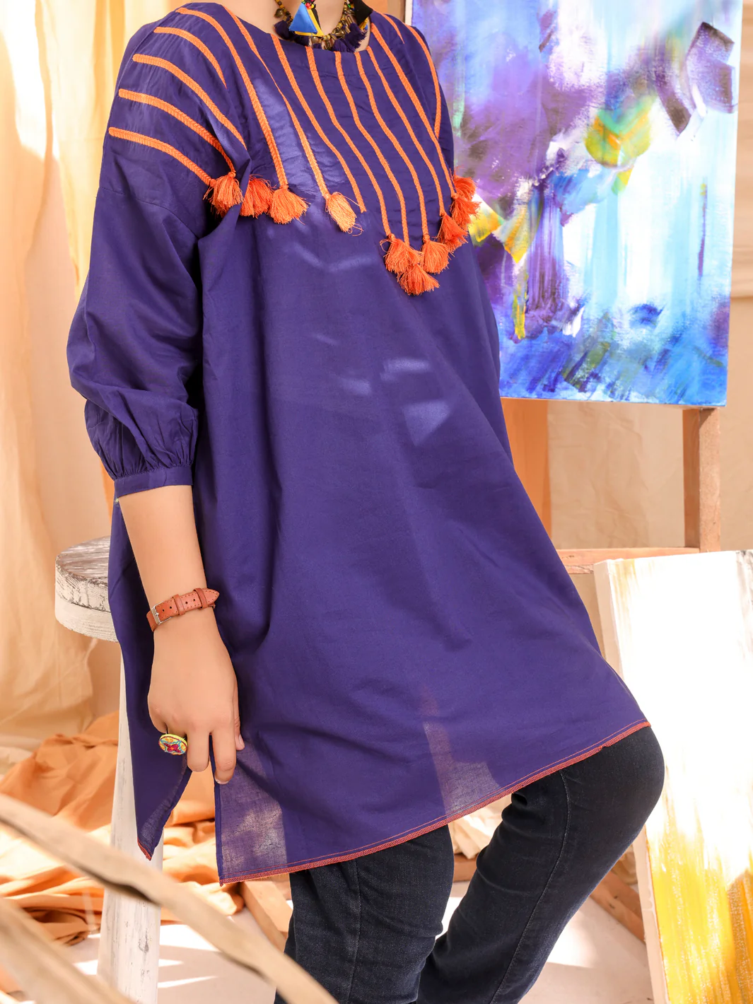 Blue Dyed Kurti - ALT-LK-1013 - Image 3