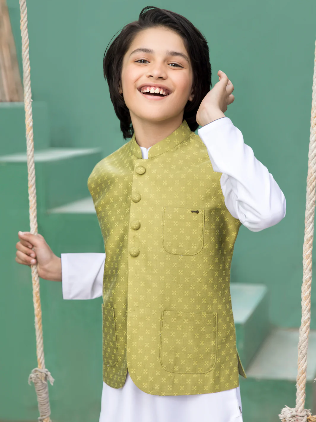 Green Blended Boy Waistcoat - ALT-WC-001 - Image 2