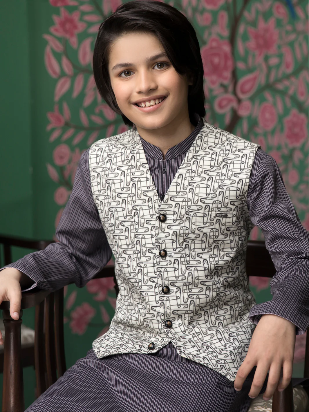 Black & White Blended Boy Waistcoat - ALT-WC-004 - Image 3