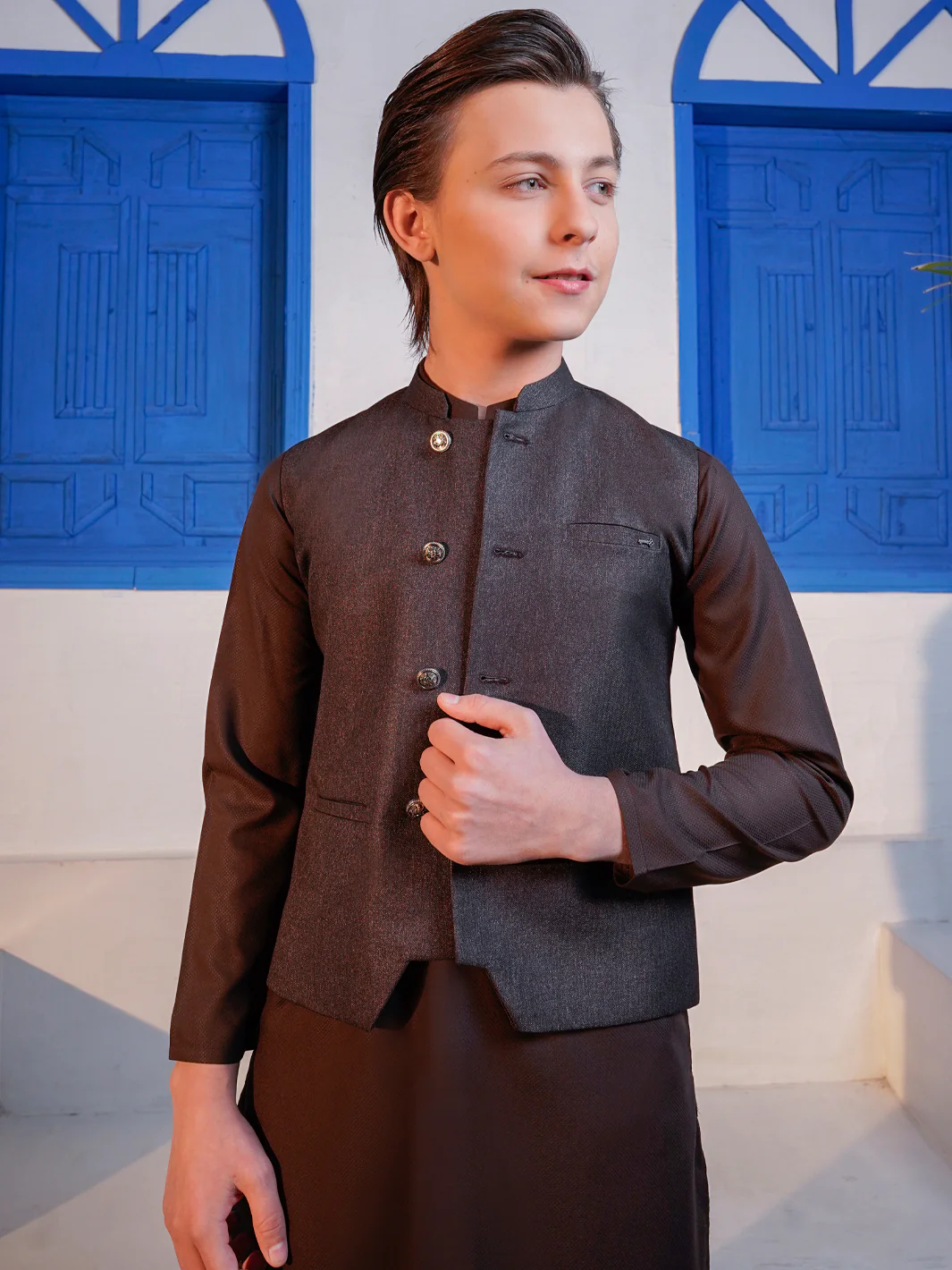 Dark Brown Blended Waistcoat - ALT-WC-014 - Image 3