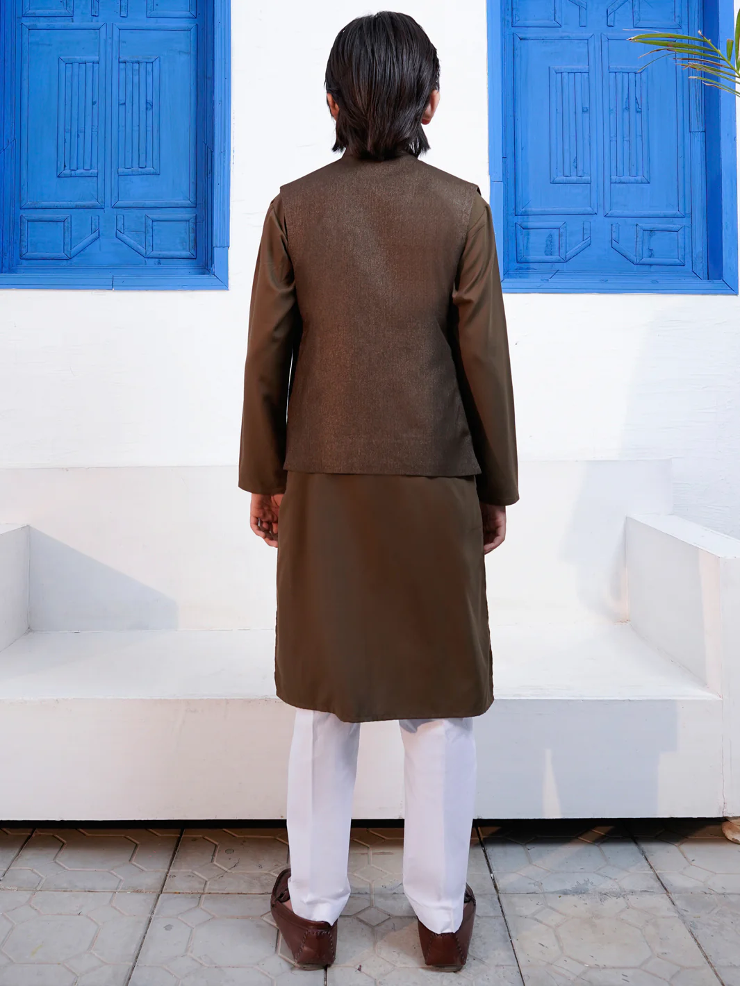 Olive Green Blended Waistcoat - ALT-WC-015 - Image 3