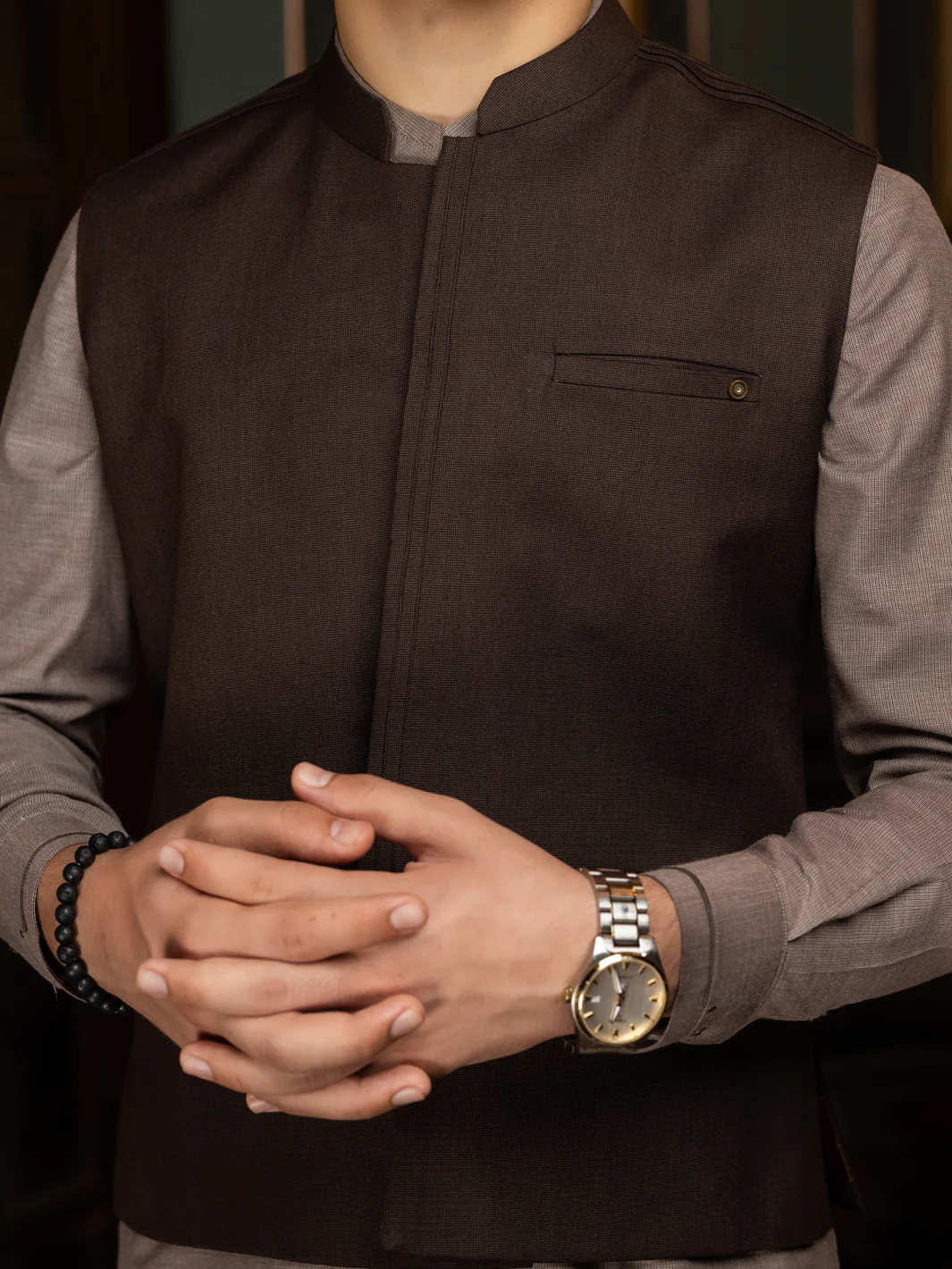 Dark Brown Blended Waistcoat - ALT-WC-016 - Image 2