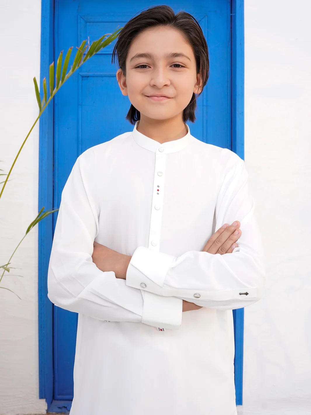 White Blended Kameez Shalwar - ALTET-KS-001 - Image 2