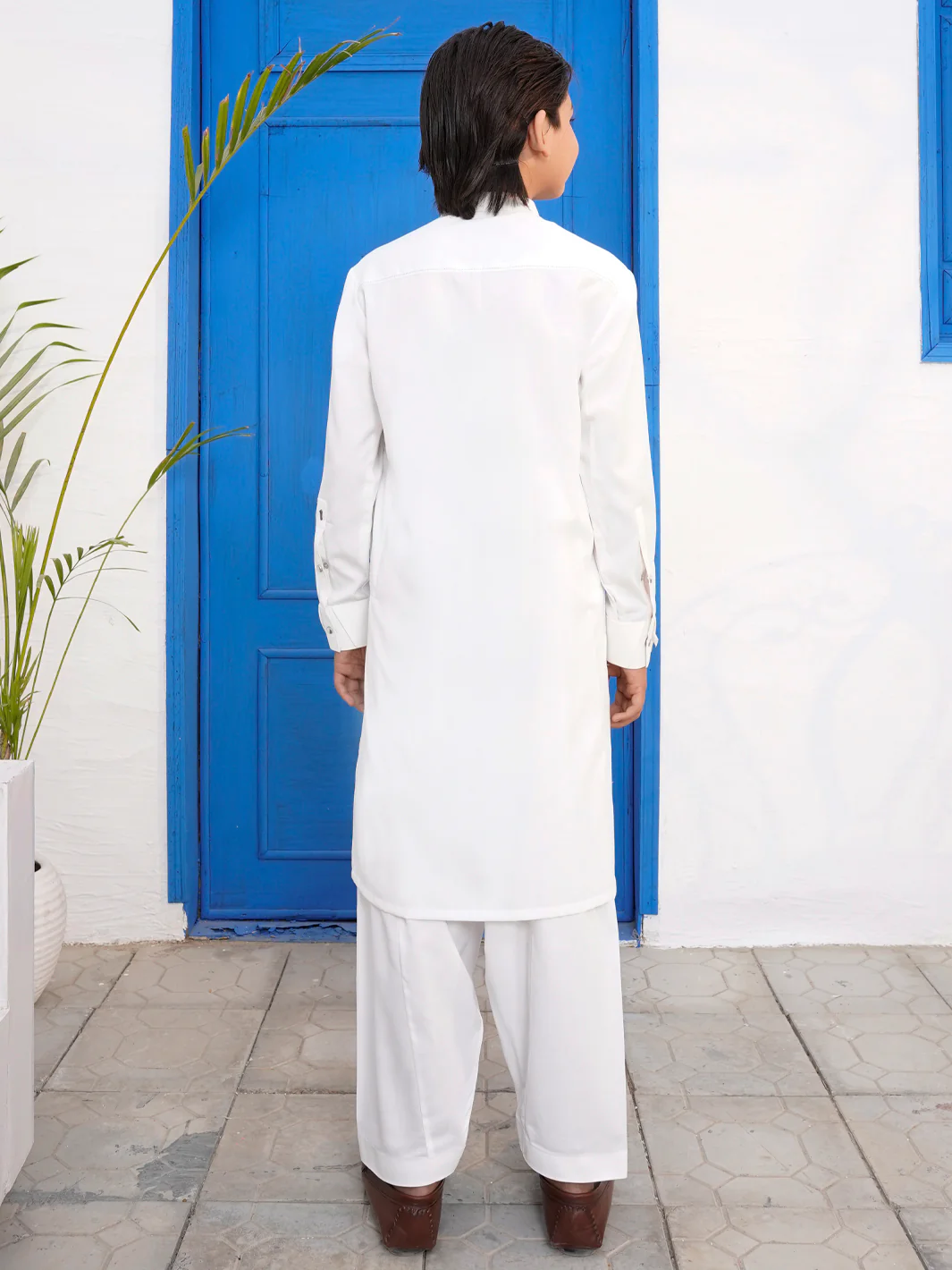 White Blended Kameez Shalwar - ALTET-KS-001 - Image 3
