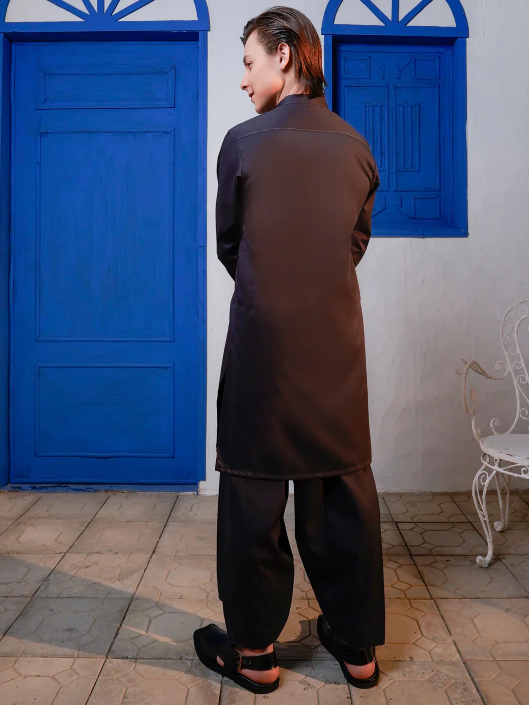 Black Blended Kameez Shalwar - ALTET-KS-004-R1 - Image 2