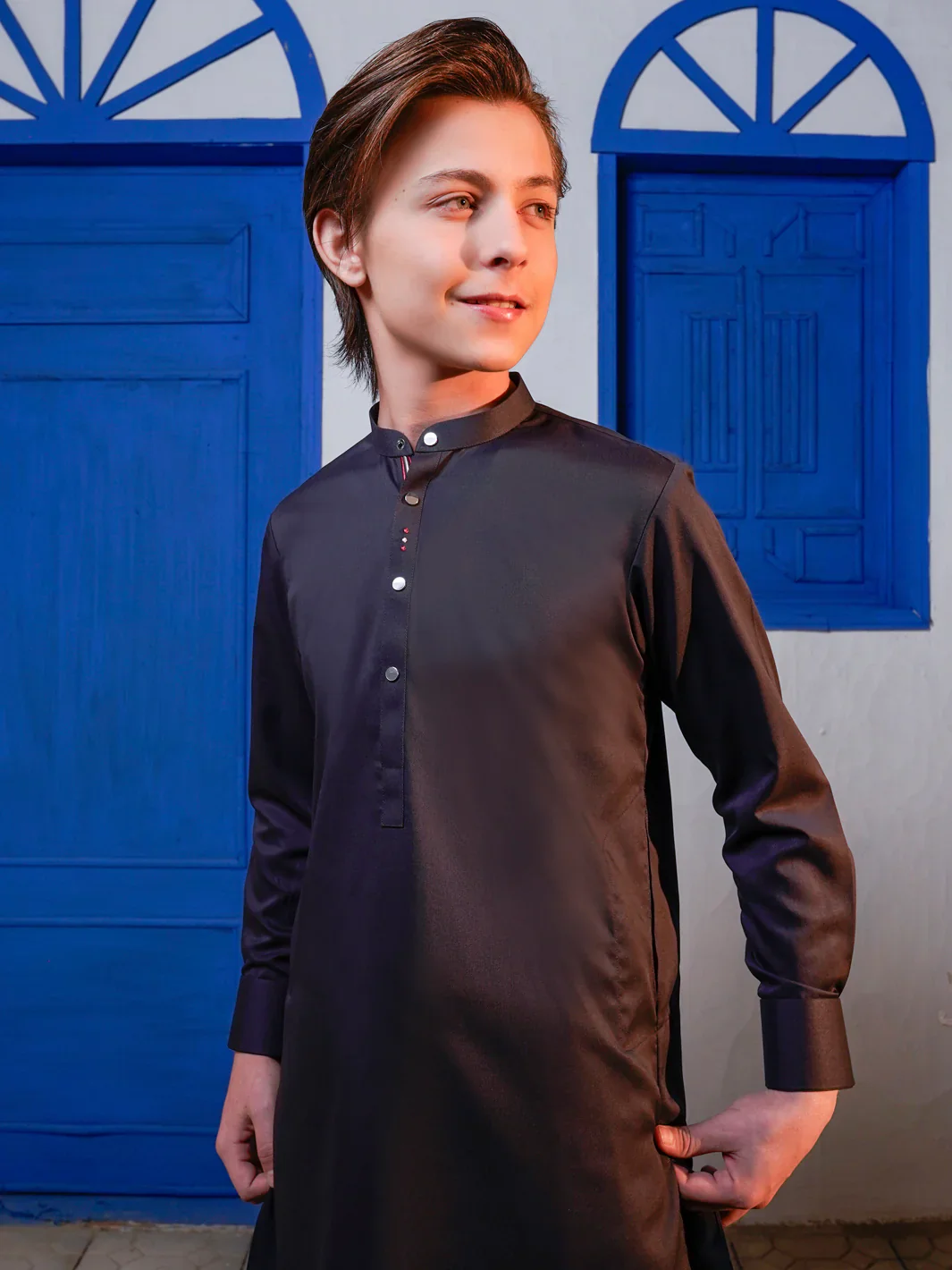 Black Blended Kameez Shalwar - ALTET-KS-004-R1 - Image 3