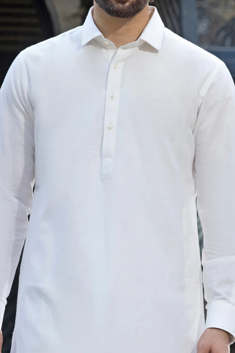 Off White Cotton Kameez Shalwar - ALWA-KS-077 - Image 2