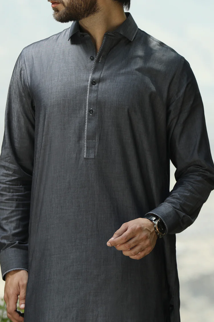 Grey Kameez Shalwar - ALWA-KS-095 - Image 3