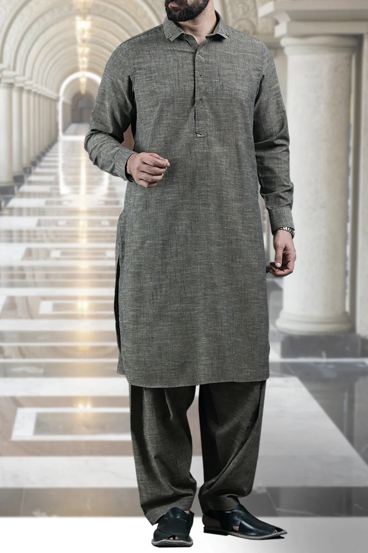 Khaaki Cotton Kameez Shalwar - ALWA-KS-098