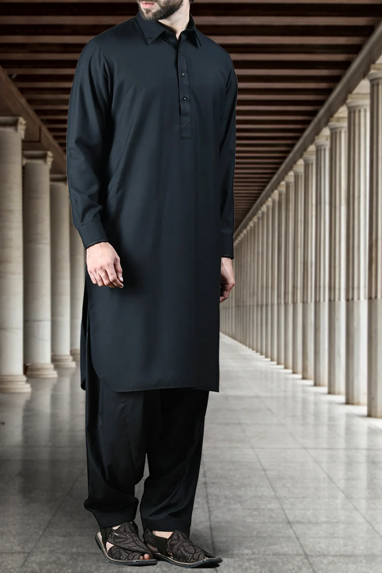 Black Blended Kameez Shalwar - ALWA-KS-113