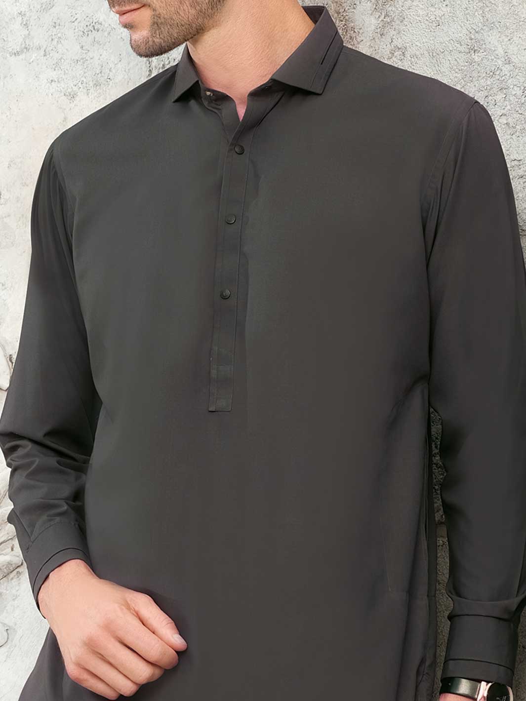 Grey Blended Kameez Shalwar - ALWA-KS-165 - Image 3