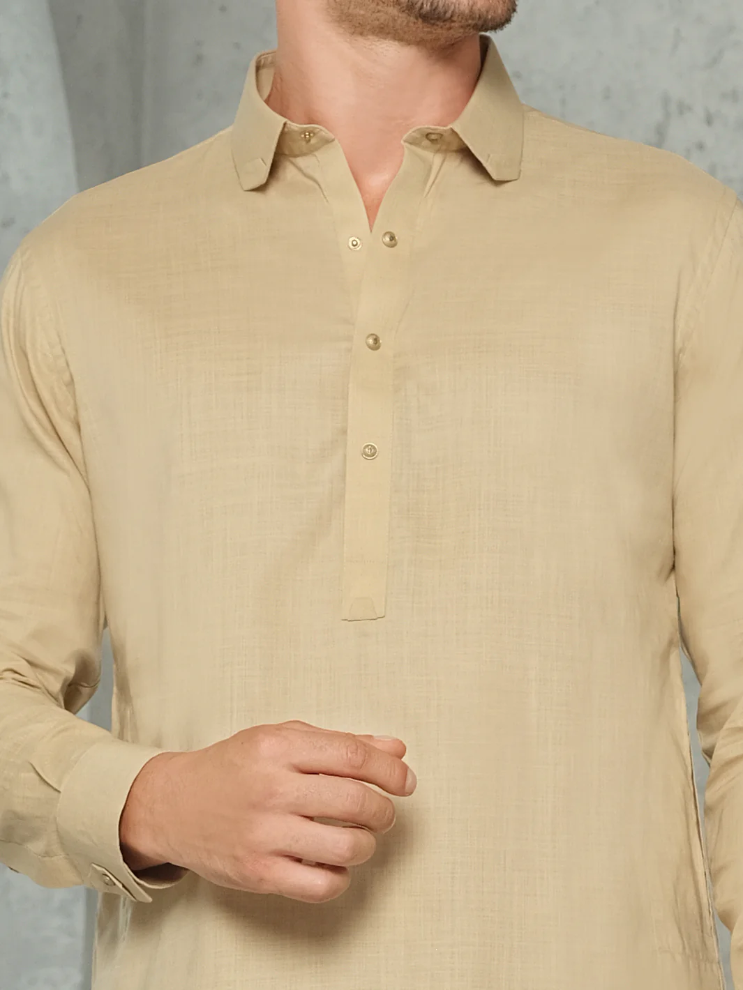 Fawn Blended Kameez Shalwar - ALWA-KS-173 - Image 2