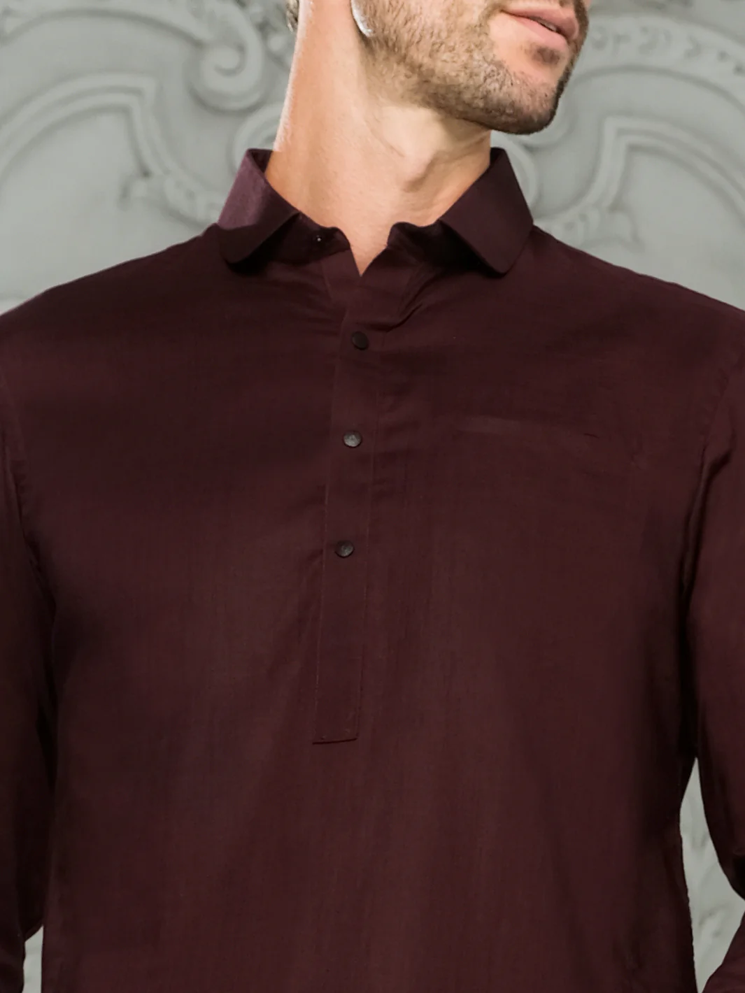Maroon Blended Kameez Shalwar - ALWA-KS-176 - Image 2