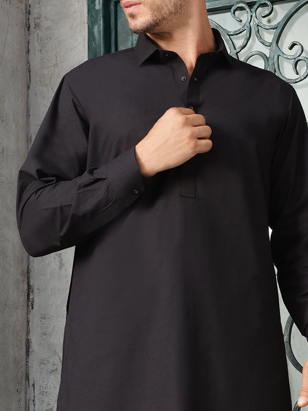 Black Blended Kameez Shalwar - ALWA-KS-187 - Image 2