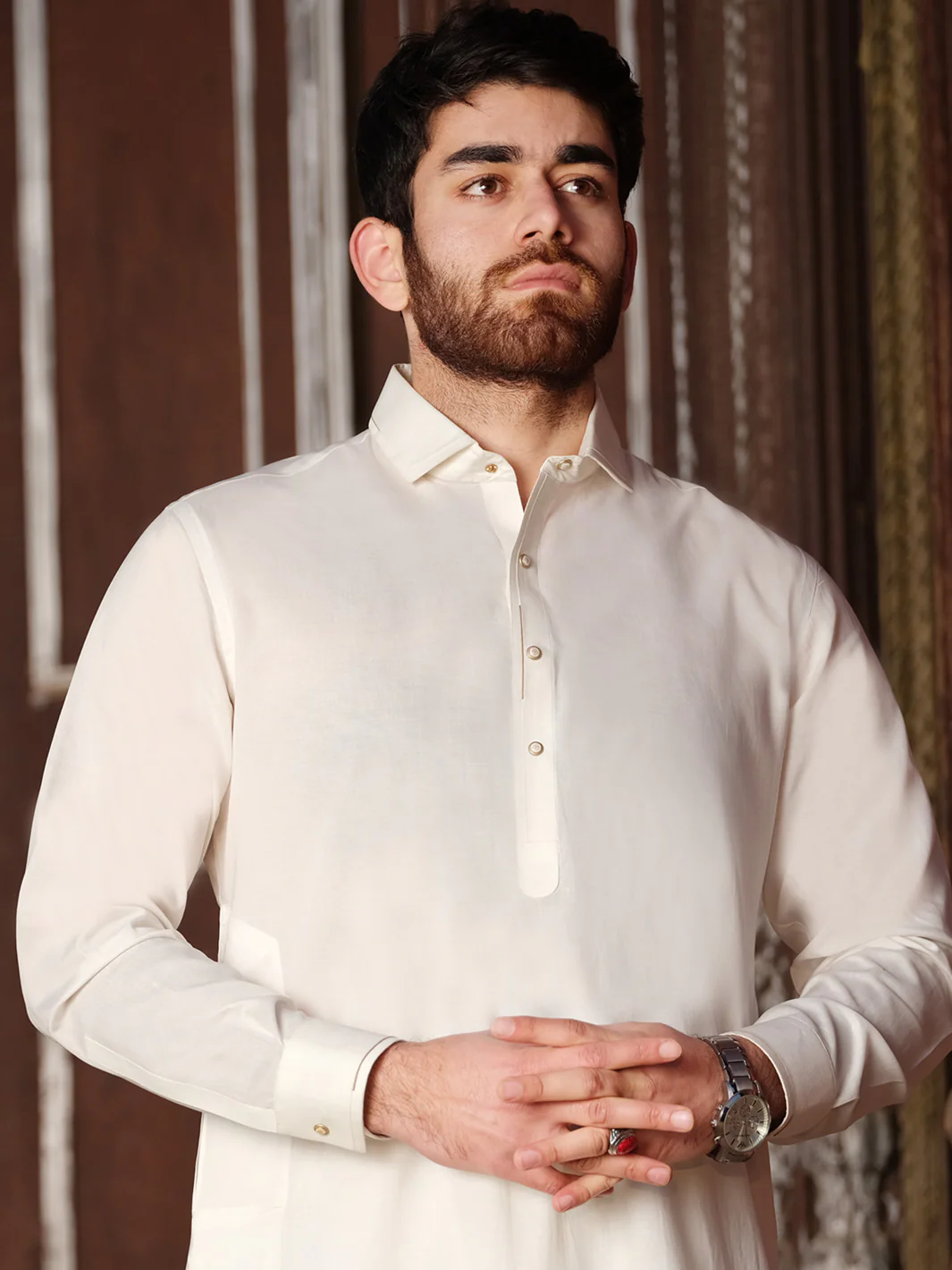 White Blended Kameez Shalwar - ALWA-KS-191 - Image 3